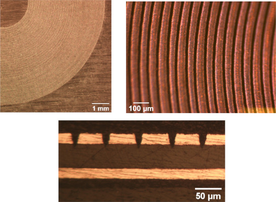 Micro-coil laser patterned on flexible PCB